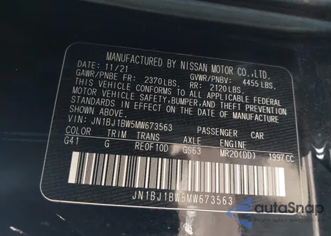 2021 Nissan Rogue Sport Sv Awd Xtronic Cvt from USA, damaged, VIN JN1BJ1BW5MW673563